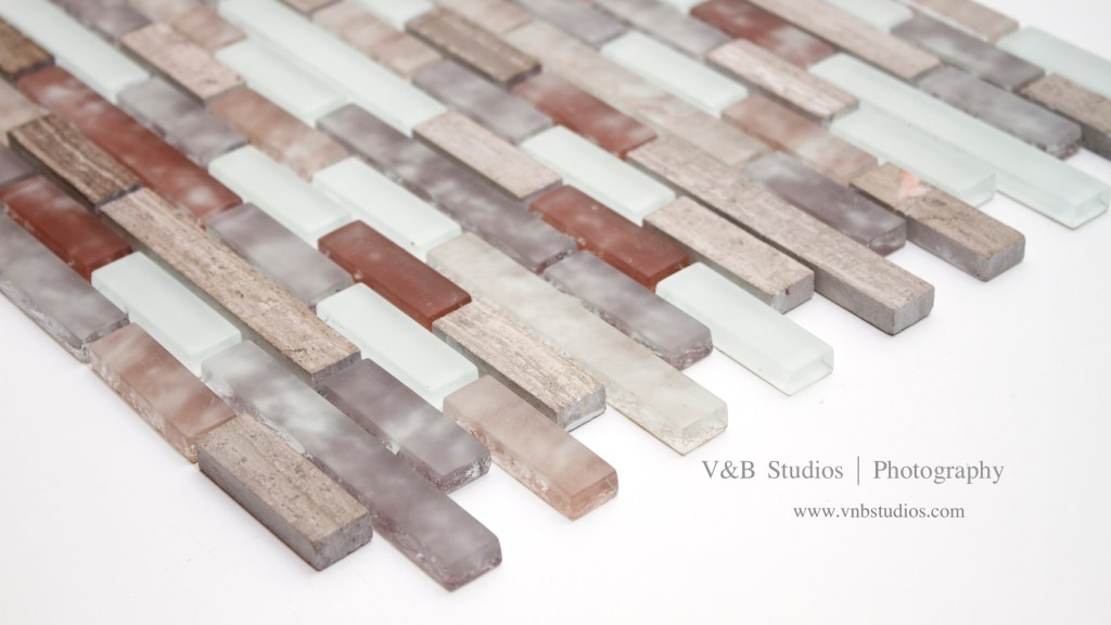 Random Brick Glass and Stone Mosaic, Brown&nbsp;Mix