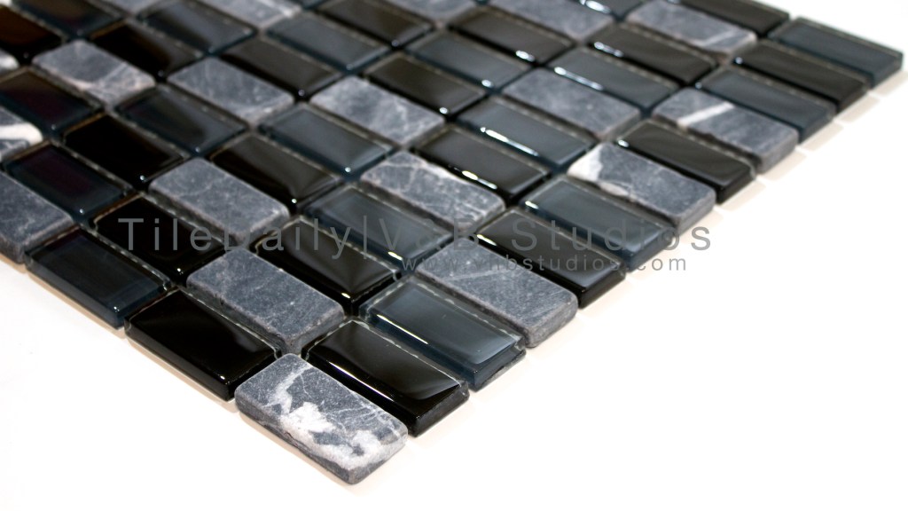 Nero Black Marble And Glass&nbsp;Mosaic