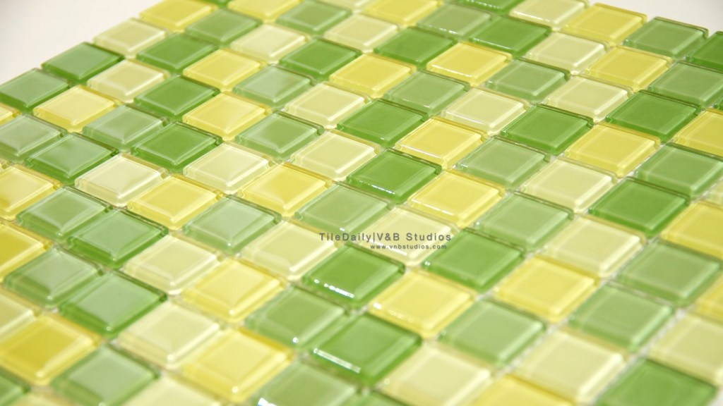 Thin Square Glass Mosaic, Green&nbsp;Mix