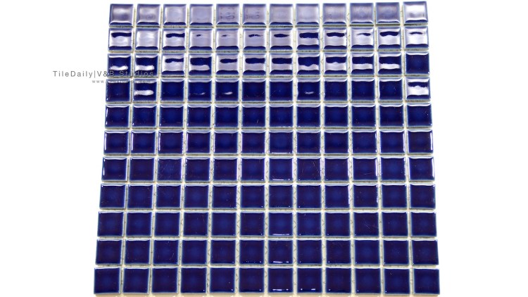 1x1 Navy Blue Square Porcelain Mosaic Tile available at TileDaily