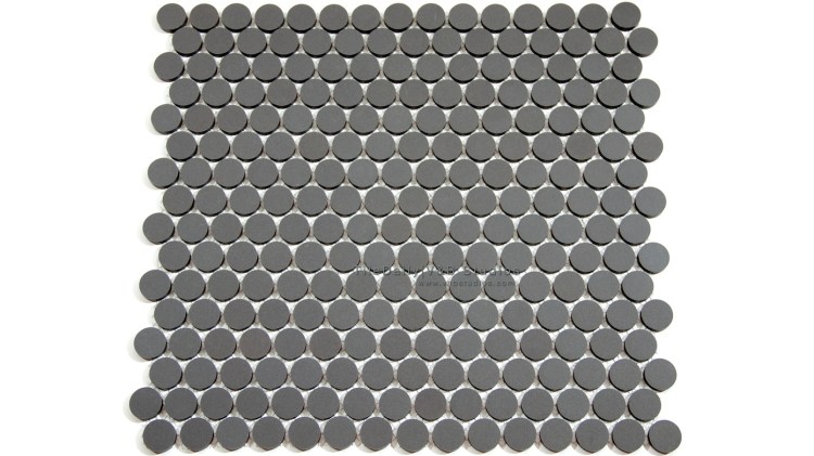 Matte Penny Round Porcelain Tile, Dark Grey at TileDaily