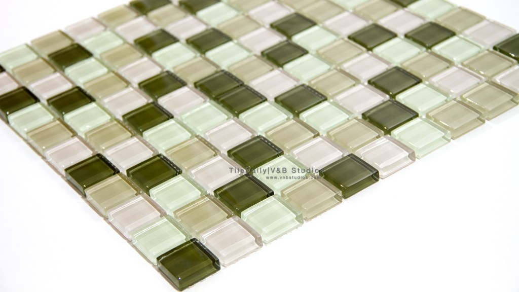 Square Glass Mosaic, Mixed&nbsp;Green
