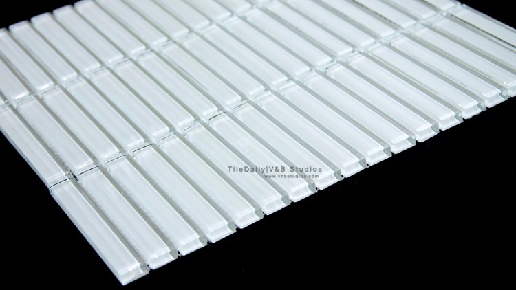 Linear Bars Glass Mosaic, White