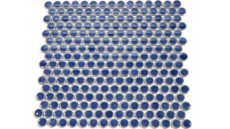 Pale Blue Penny Round Porcelain Mosaic