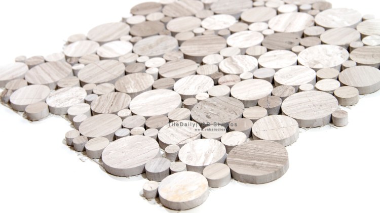 Marble Bubble Mosaic Tile in Oak at TileDaily