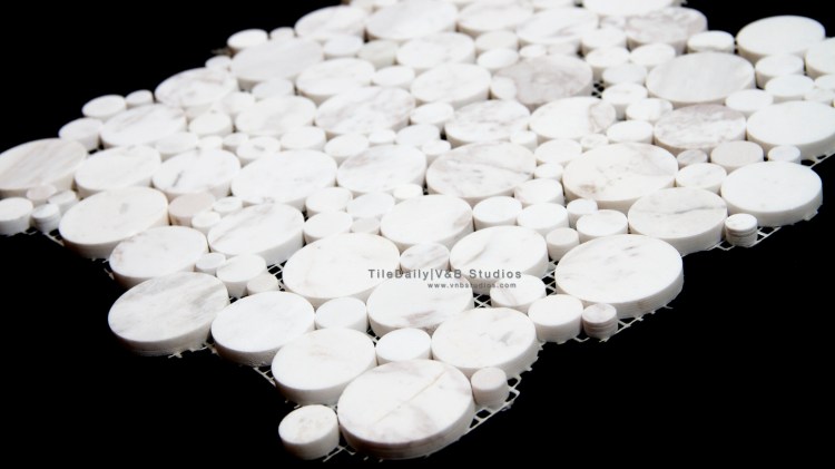 NS0033WE White Carrara Marble Bubble Mosaic