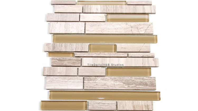 Random Brick Marble and Glass Mosaic