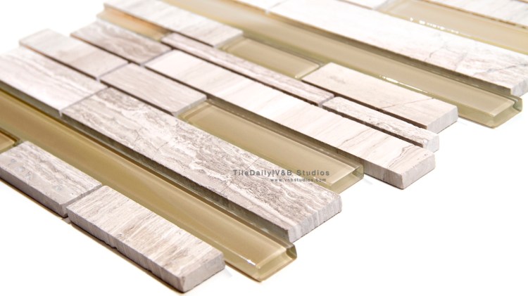 Random Brick Marble and Glass Mosaic