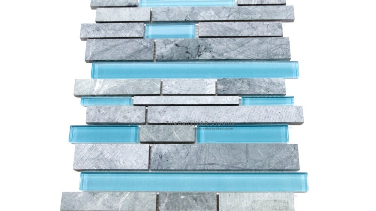 Random Brick Marble and Glass Mosaic Tile, Mixed Blue at TileDaily