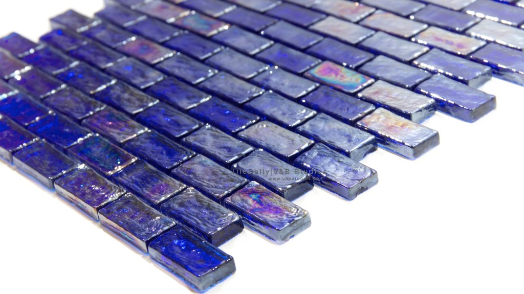 Iridescent Brick Glass Mosaic, Cobalt&nbsp;Blue