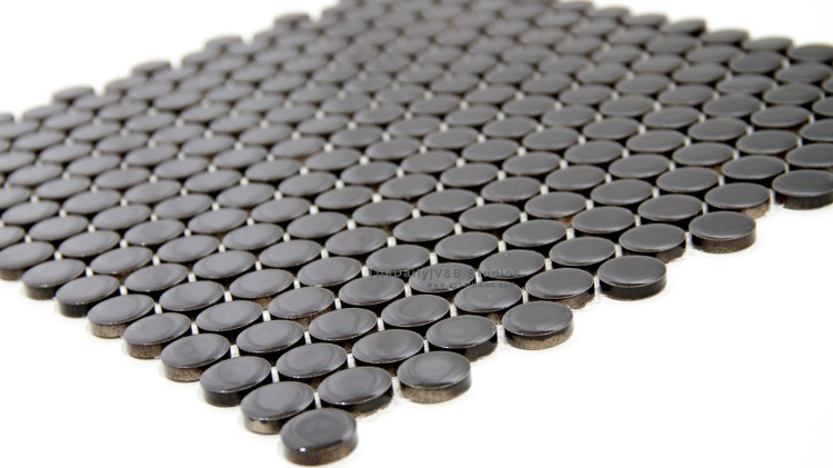 PM0031BK - Penny Round Porcelain Mosaic, Black
