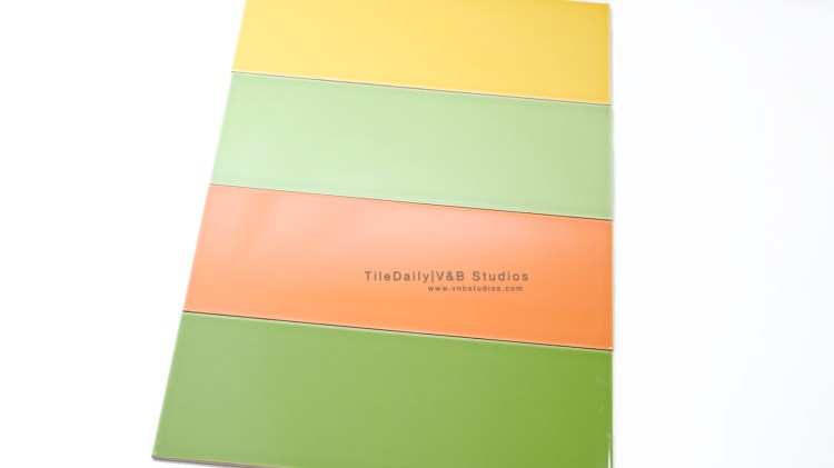 P0035 - Colori Large Subway Tile, Green, Light Green, Orange, Yellow