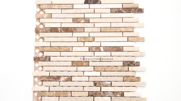 Marfil Emperador Linear Brick Mosaic