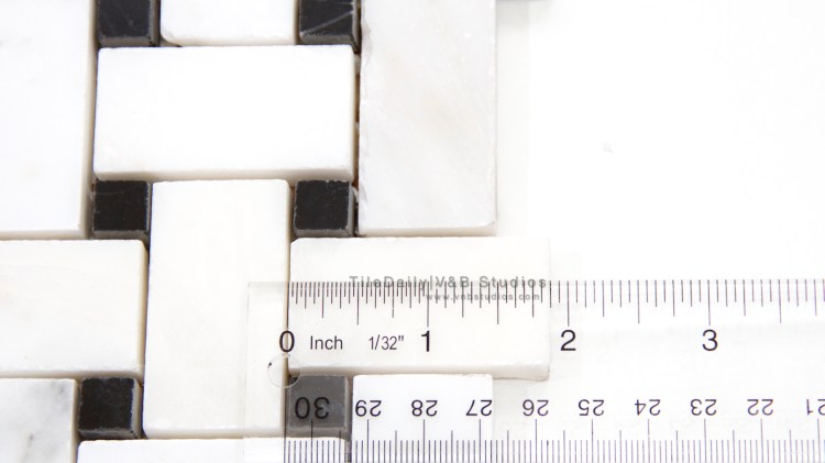 Basket Weave Marble Mosaic, Black and White