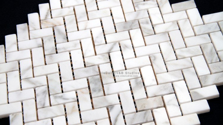 Herringbone White Carrara Marble Mosaic