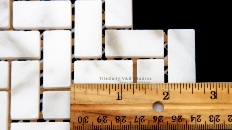 Herringbone White Carrara Marble Mosaic