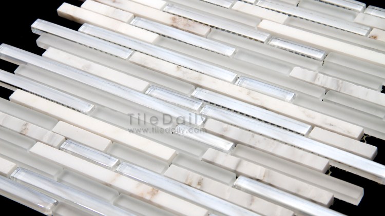 GM0102 - Iridescent Mix Glass and Marble Mosaic, White