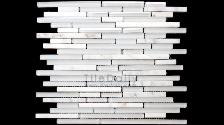 GM0102 - Iridescent Mix Glass and Marble Mosaic, White