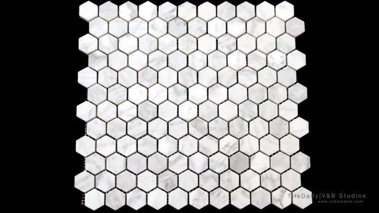 NS0054 - White Carrara Marble Hexagon Mosaic