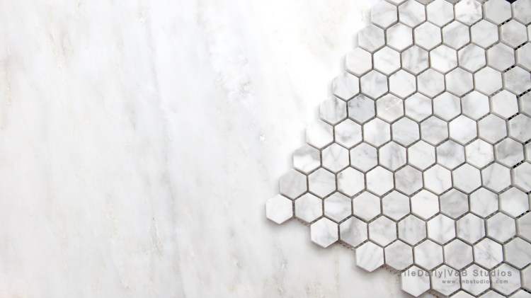 NS0054 - White Carrara Marble Hexagon Mosaic