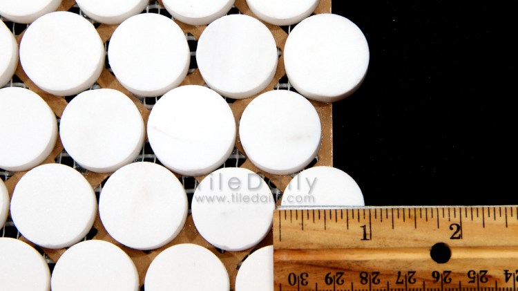 NS0043TW - Penny Round Marble Mosaic, Thasos White