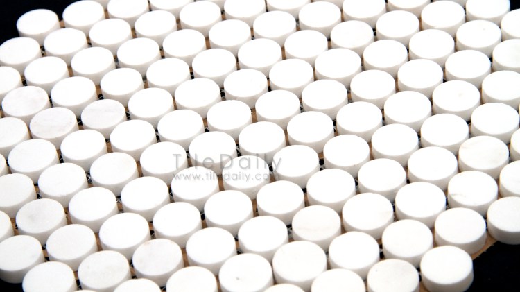 NS0043TW - Penny Round Marble Mosaic, Thasos White
