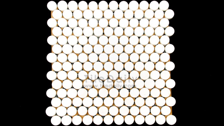 NS0043TW - Penny Round Marble Mosaic, Thasos White