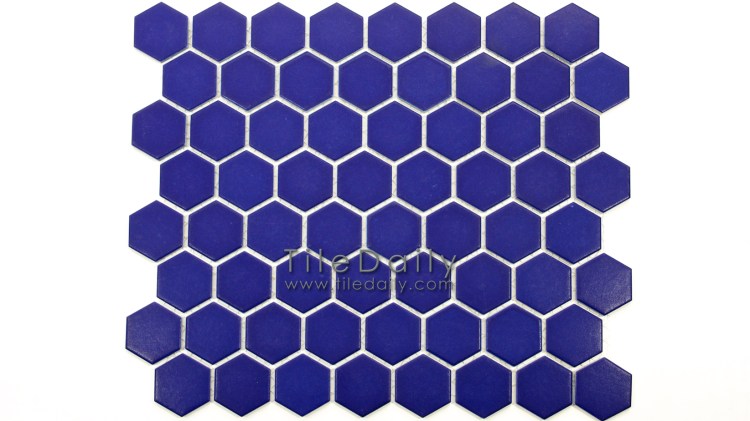 PM0004BE - Hexagon Porcelain Mosaic, Blue Matte