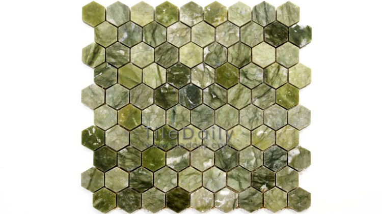 NS0054GN - Jade Green Marble Hexagon Mosaic