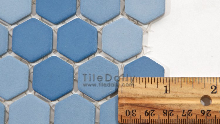PM0032BE - Matte Hexagon Porcelain Mosaic, Blue 