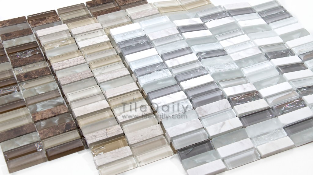 Craquelé Glass and Stone Mosaic, 3&nbsp;Colors