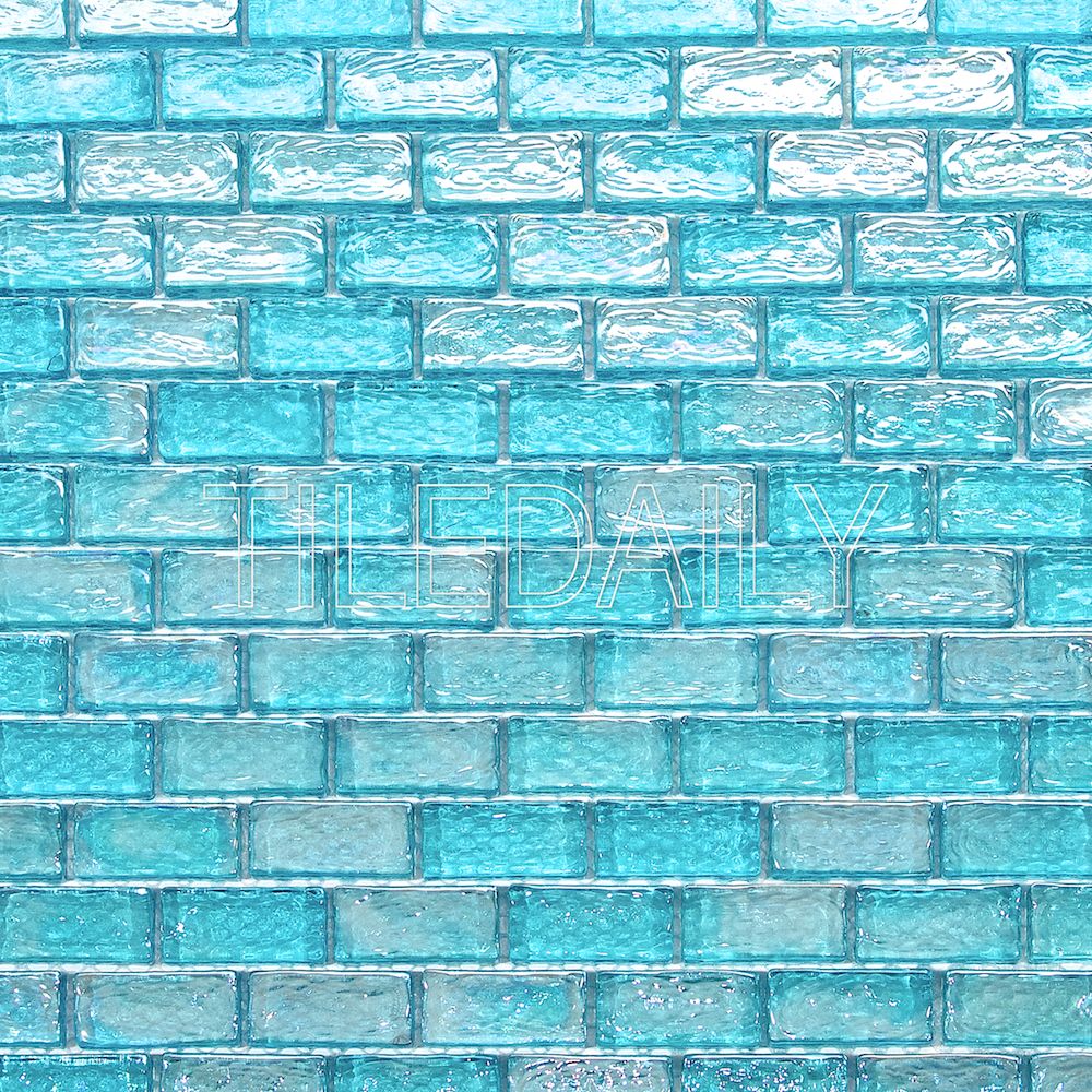 Turquoise Iridescent Brick Glass&nbsp;Mosaic