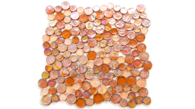 Random Iridescent Penny Round Mosaic