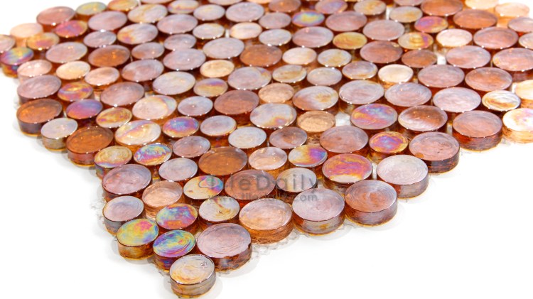 Random Iridescent Penny Round Mosaic