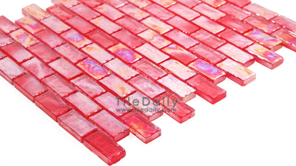 Iridescent Brick Glass Mosaic,&nbsp;Red