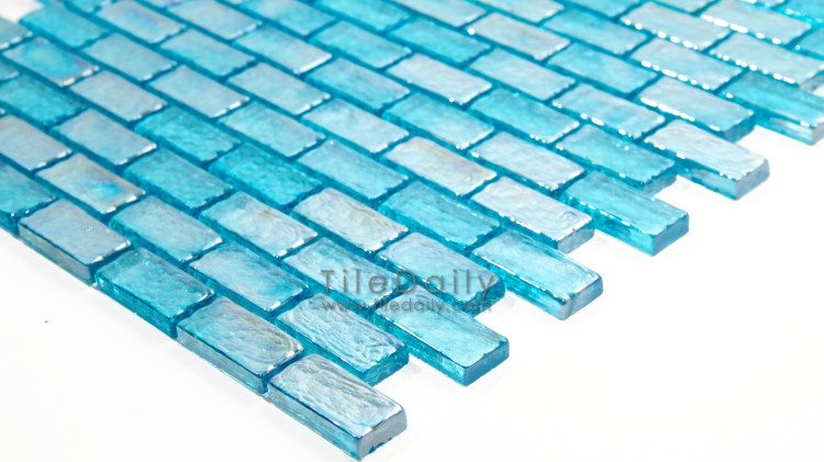 Turquoise Iridescent Glass Mosaic Tile at TileDaily