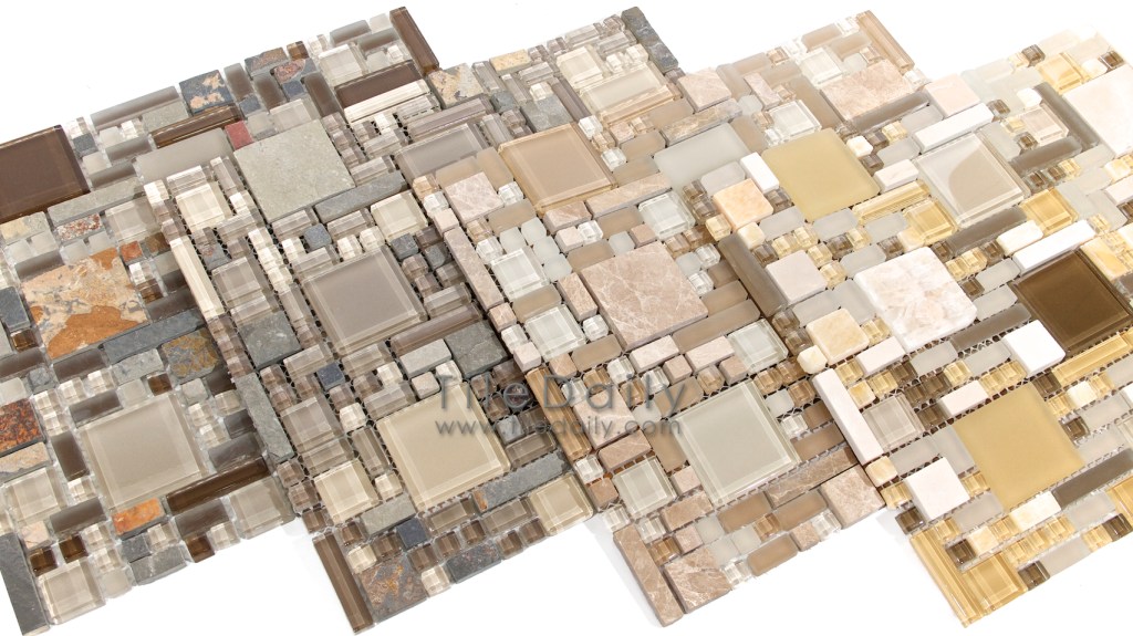Random Glass and Stone Mosaic, 4&nbsp;Colors