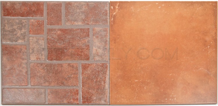 P0067 - Rojo Porcelain Tile with 12x12 Rojo Mosaic Pattern Tile  