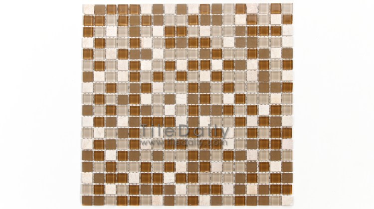 GM0109BG - Small Square Glasstone Series, Beige Mix