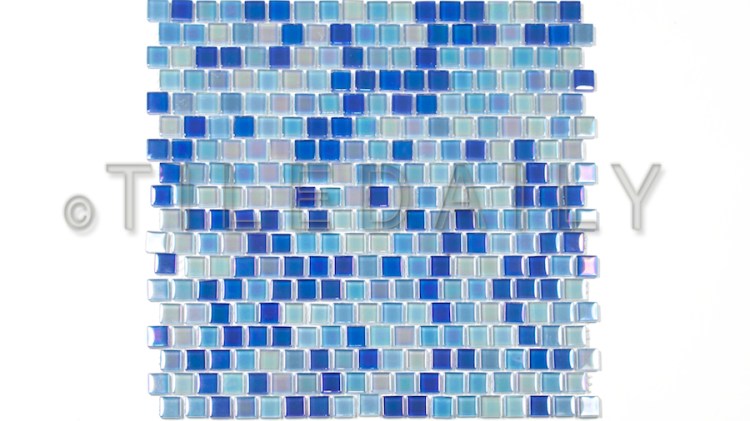 GM0112 - Iridescent Square Brick Glass Mosaic, Mix Blue