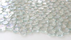 Iridescent Clear White Random Circles Glass Mosaic Tile
