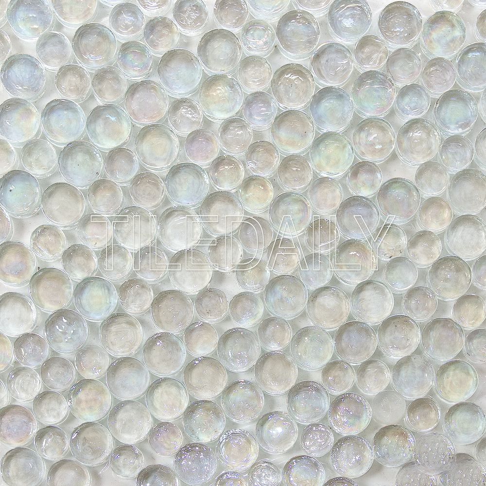 Random Iridescent Penny Round, Clear&nbsp;White