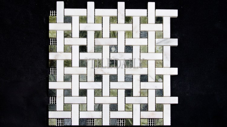 NS0065GN Weave Marble Mosaic, Jade Green