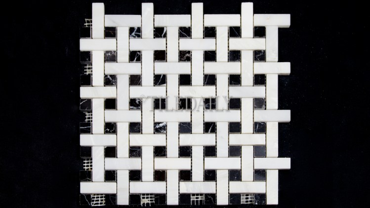 NS0065Bk Weave Marble Mosaic, Nero Black