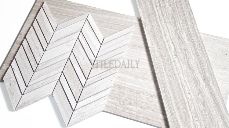 NS0070 - Chevron White Oak Marble Mosaic