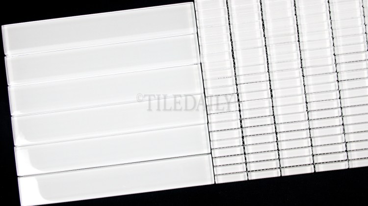 GM0087WE-2 - 2"x 12" Slim Glass Subway Tile, White 
