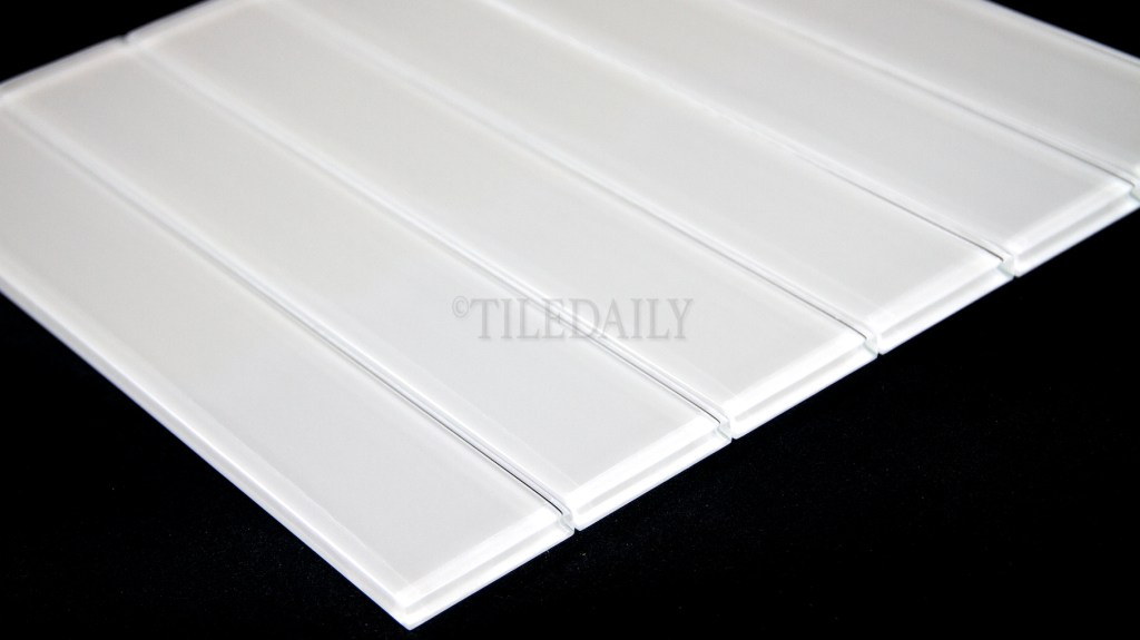 Glass Subway Tile, White,&nbsp;2×12