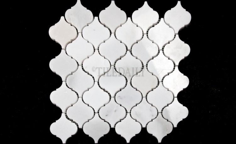 NS0073WC- 2.75" White Carrara Lantern Marble Mosaic (less vein)