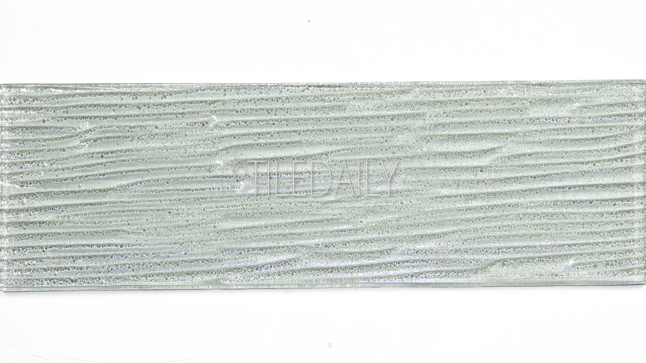 4x12 Ripple Glass Tile, Light Green 4x12 Ripple Texture Glass Tile in Light Green at TileDaily
