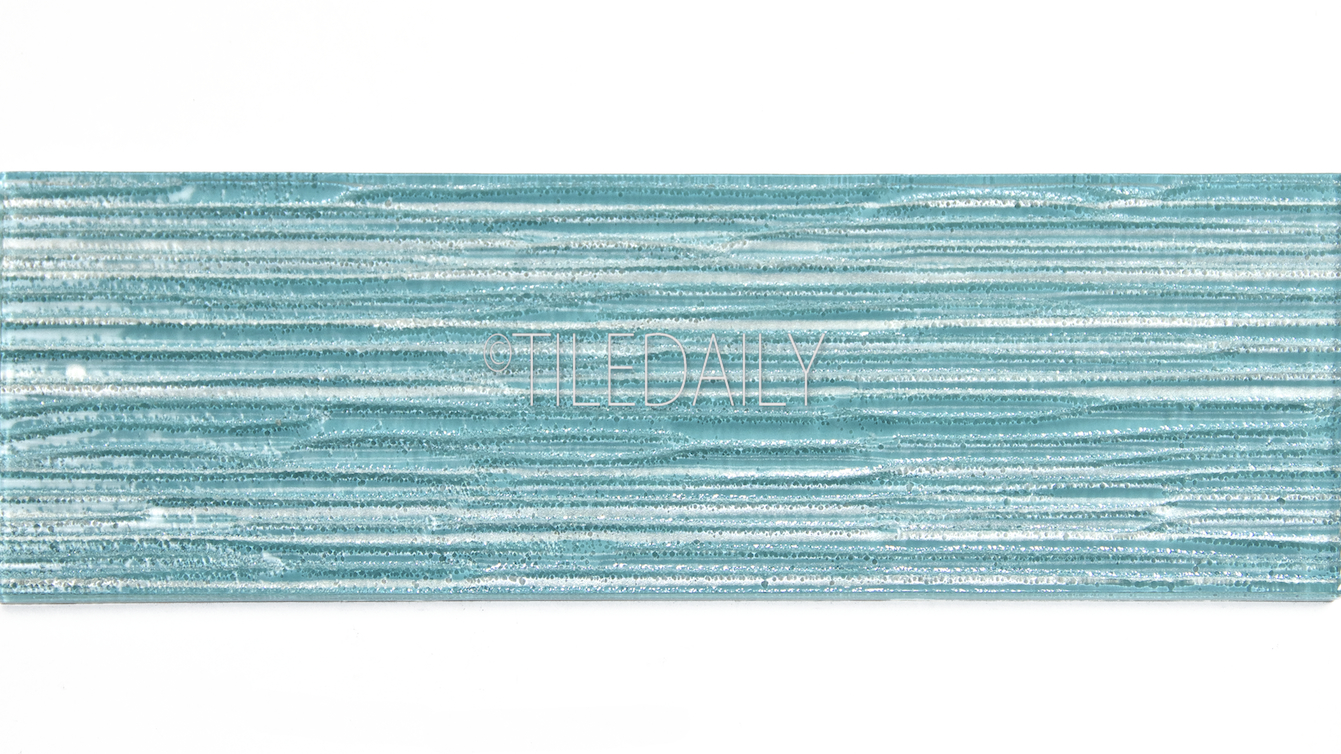 4x12 Ripple Glass Tile, Turquoise Blue 4x12 Ripple Texture Glass Tile in Turquoise at TileDaily